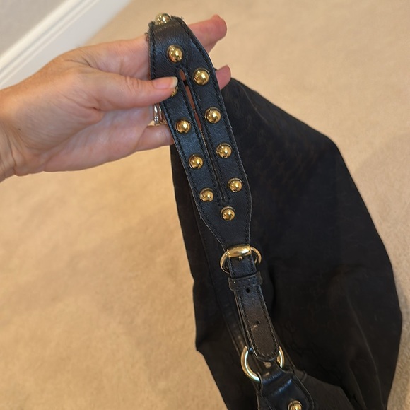 Gucci black fabric studded hobo bag - Picture 4 of 6